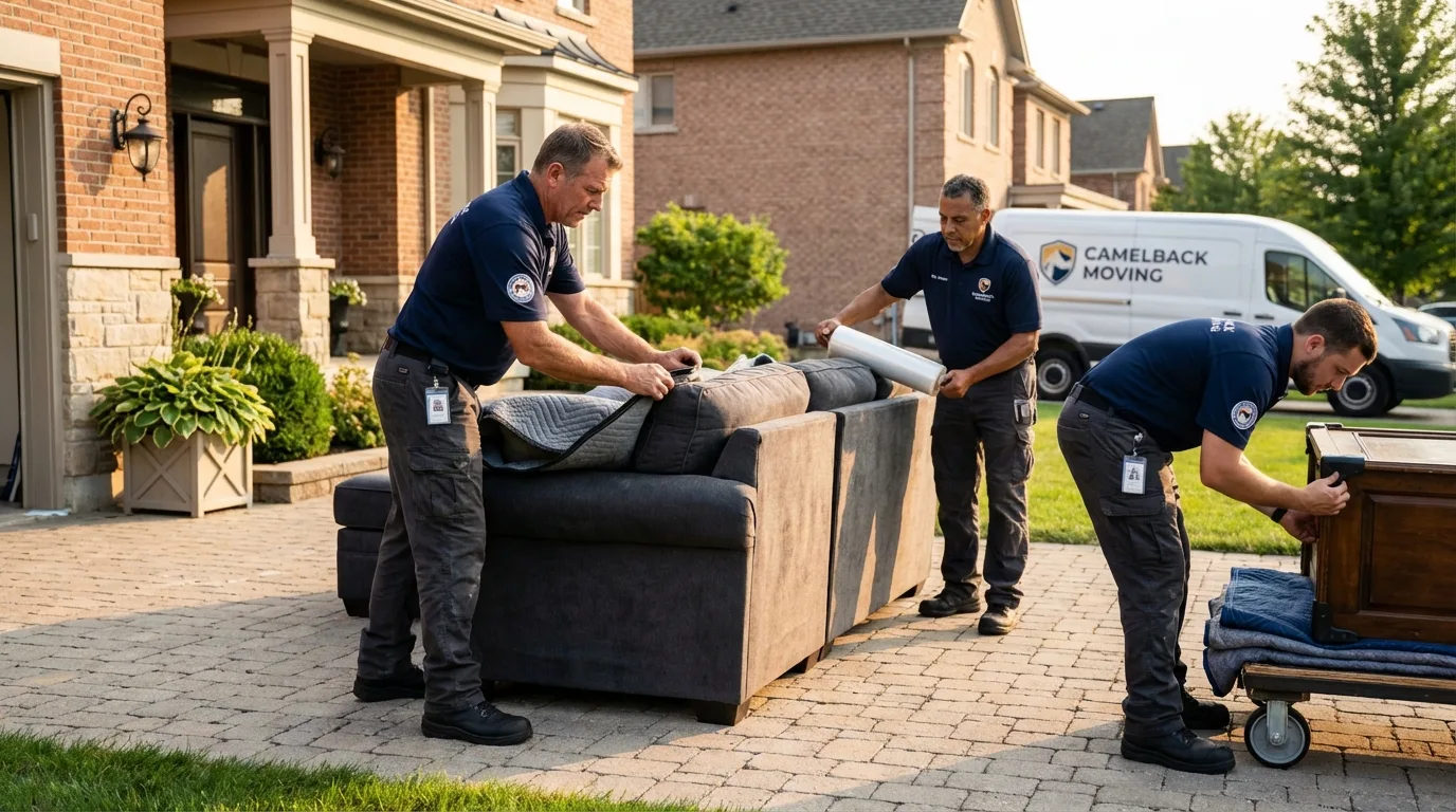 Large estate moving crew wrapping furniture in Altadena, CA